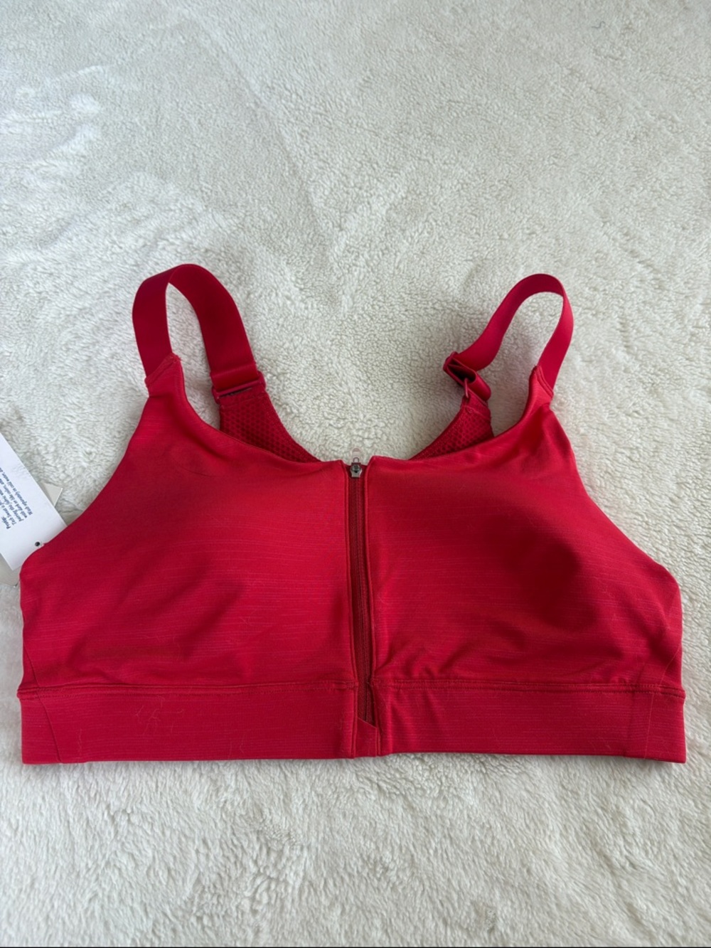 Outdoor Voices Zip Sports Bra - high impact, Color Scarlet. Size M (C/D). NWT
